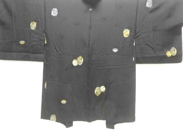 JAPANESE KIMONO / ANTIQUE TAISHO ROMANTIC STYLE: SHIFUKU PATTERN WOVEN
